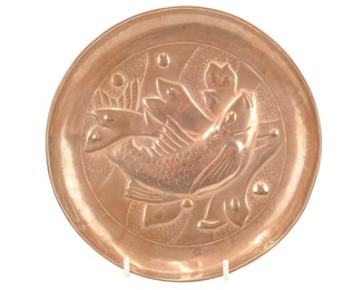 Lot 199 - A Newlyn copper small circular dish.