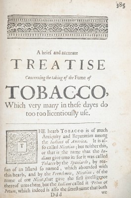 Lot 76 - (Early Tobacco Treatise) Tobias Venner