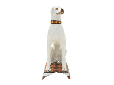 Lot 780 - A remarkable life size Italian faience model of a seated greyhound.