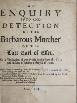 Lot 38 - (Murder of the Earl of Essex) [Robert Ferguson Laurence Braddon, or Hugh Speke]