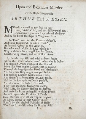 Lot 38 - (Murder of the Earl of Essex) [Robert Ferguson Laurence Braddon, or Hugh Speke]