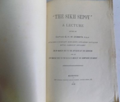 Lot 1428 - "The Sikh Sepoy." A lecture given by Captain G....