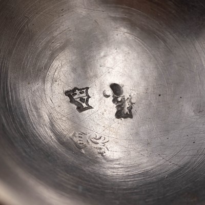 Lot 207 - A rare 18th-century silver soap box of spherical pedestal form.