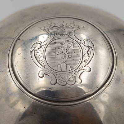 Lot 207 - A rare 18th-century silver soap box of spherical pedestal form.
