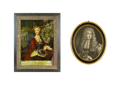Lot 719 - A Georgian reverse glass mezzotint.