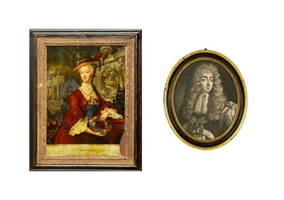 Lot 719 - A Georgian reverse glass mezzotint.