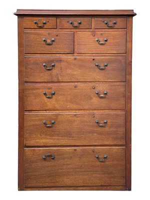 Lot 907 - A ship's mahogany tall cabin chest.