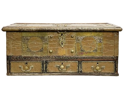 Lot 385 - A good solid padouk and brass mounted 'Zanzibar' chest.
