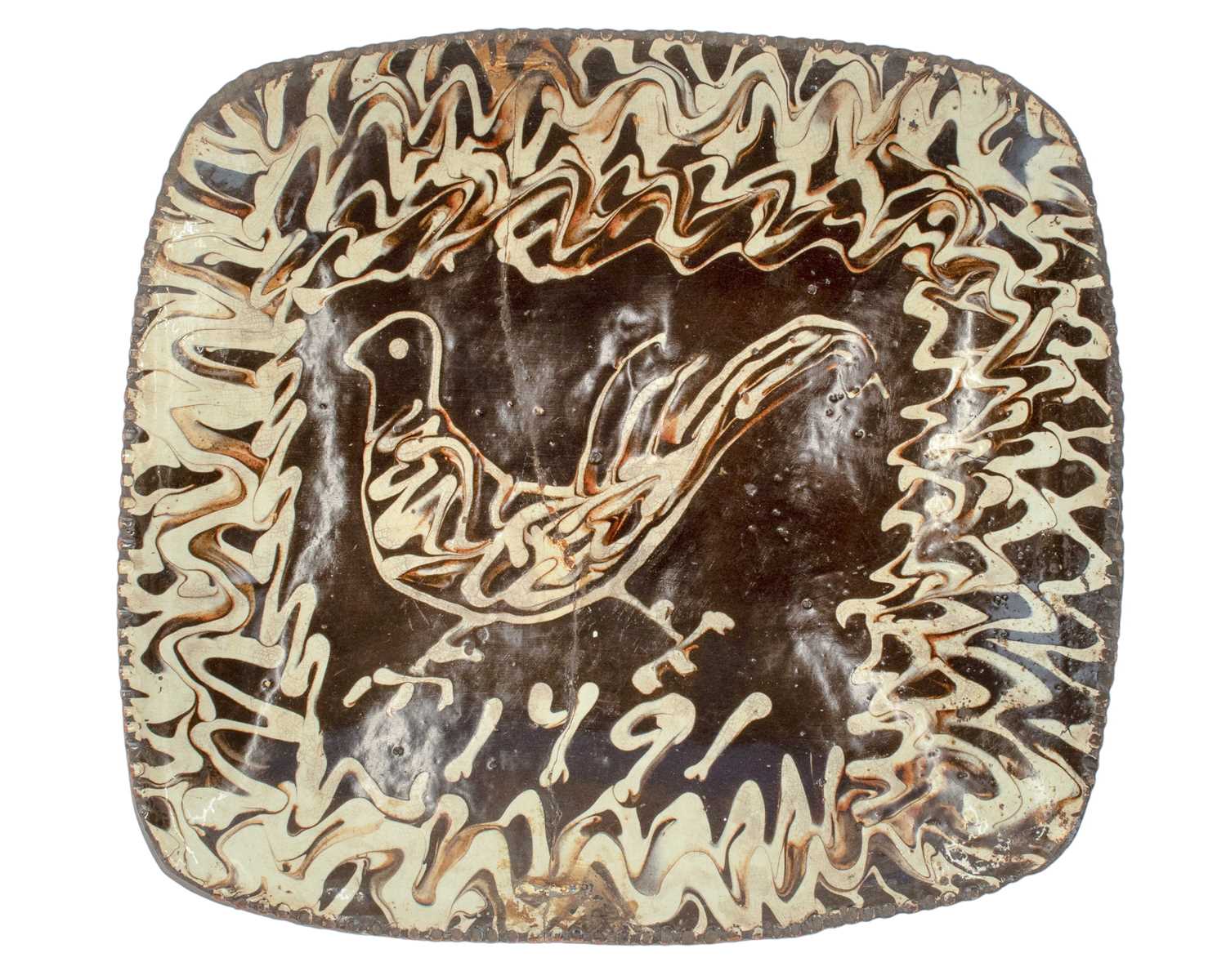 Lot 633 - An English slipware pottery dish, dated 1791.