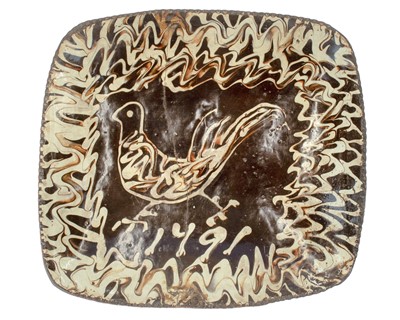 Lot 633 - An English slipware pottery dish, dated 1791.