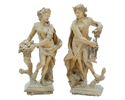 Lot 731 - A pair of continental linden wood figures.