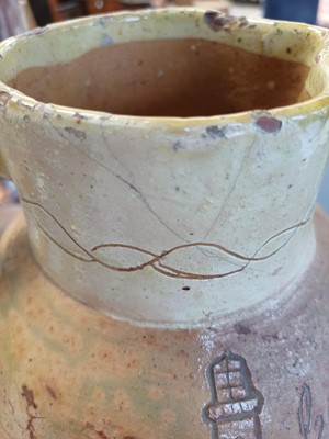 Lot 636 - A West Country documentary pottery jug, probably Barnstaple.