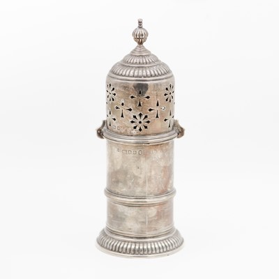 Lot 95 - A George V silver lighthouse sugar caster by Richard Comyns Sons Ltd.