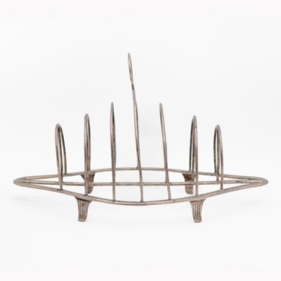 Lot 97 - A George III provincial Newcastle silver six-section toast rack by Ann Robertson.