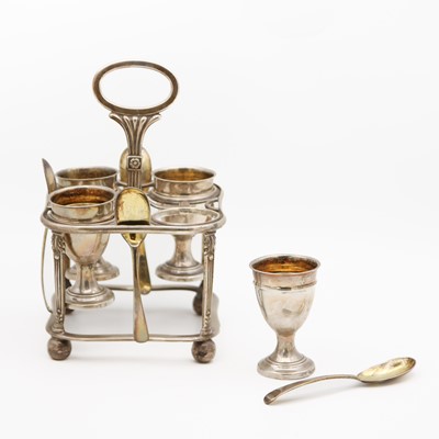 Lot 104 - A William IV silver four-section egg cup stand by William Allanson & Co.