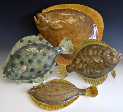 Lot 198 - Four Sue Baker hand painted papier-mâché fish...