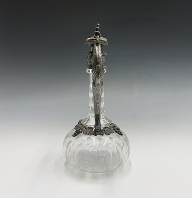 Lot 924 - A Victorian glass claret jug with ornate EPBM...