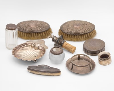 Lot 134 - A selection of silver and silver-mounted items.