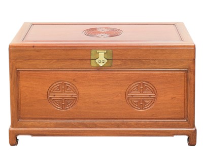 Lot 402 - A Chinese hardwood blanket chest.