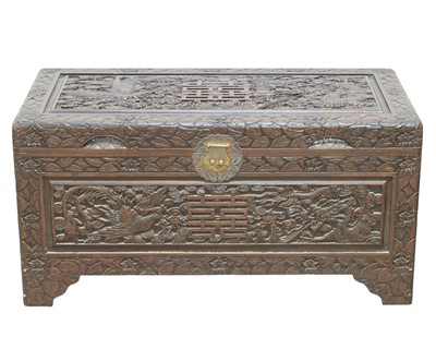 Lot 388 - A Chinese camphor wood chest.