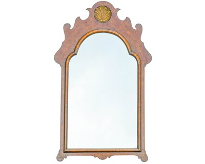 Lot 807 - A walnut framed Queen Anne style wall mirror.