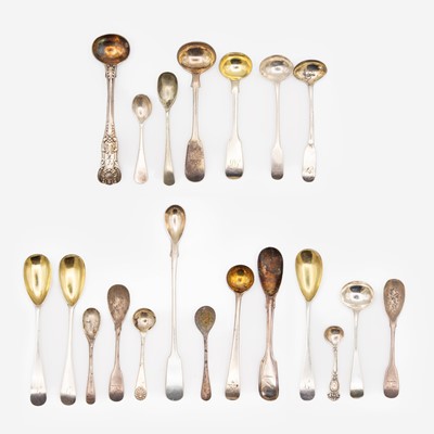 Lot 155 - A collection of 18th and 19th-century silver condiment spoons.