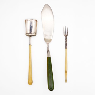 Lot 158 - A Georgian pickle fork with turned bone handle by Joseph Willmore.