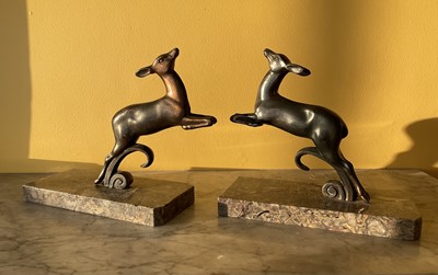 Lot 431 - Pair of Continental Leaping Deer Figurines