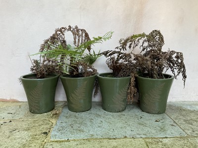 Lot 327 - Set of Four Small Green Glazed Ceramic Planters