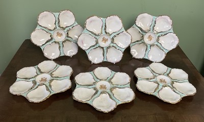 Lot 255 - Set of Six Late Nineteenth Century Limoges Porcelain Oyster Plates