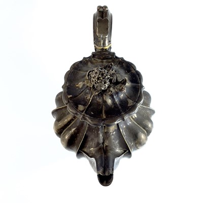 Lot 281 - A George IV silver pear shape teapot with flower finial by Richard Pearce & George Burrows