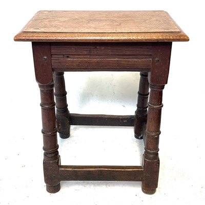 Lot 25 - An oak joint stool, partly 17th century.