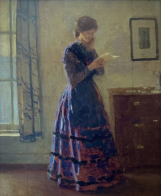 Lot 326 - Harold KNIGHT. Study for 'The Letter' Oil on...