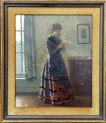 Lot 326 - Harold KNIGHT. Study for 'The Letter' Oil on...