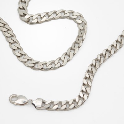 Lot 100 - A heavy 925 silver gentleman's curb link necklace with similar bracelet.