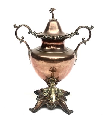 Lot 174 - A Victorian copper tea urn and cover, by...