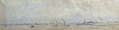 Lot 1264 - Boats in an Estury Watercolour 6 x 22.5cm