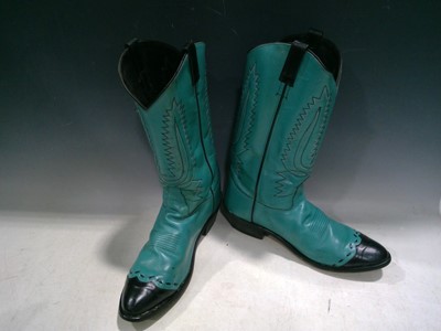 Lot 19 - A Pair of Turquoise Cowboy Boots. The size...