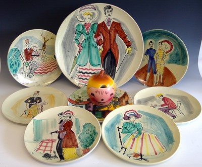 Lot 936 - A set of mid century Italian plates decorated...