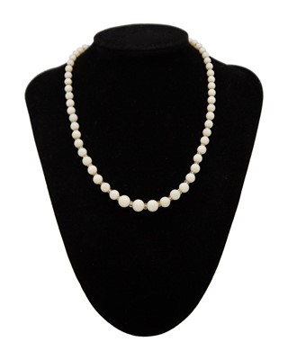 Lot 7 - A white opal and cut crystal graduated bead necklace with 9k white gold clasp.