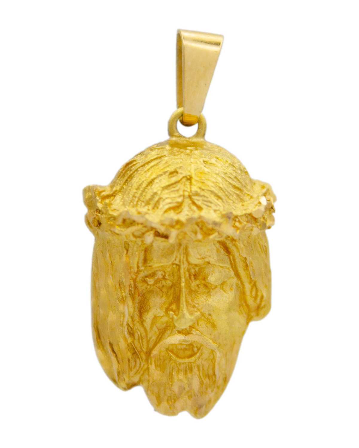 Lot 8 - An 18k heavy pendant, cast in relief as the head of Christ.