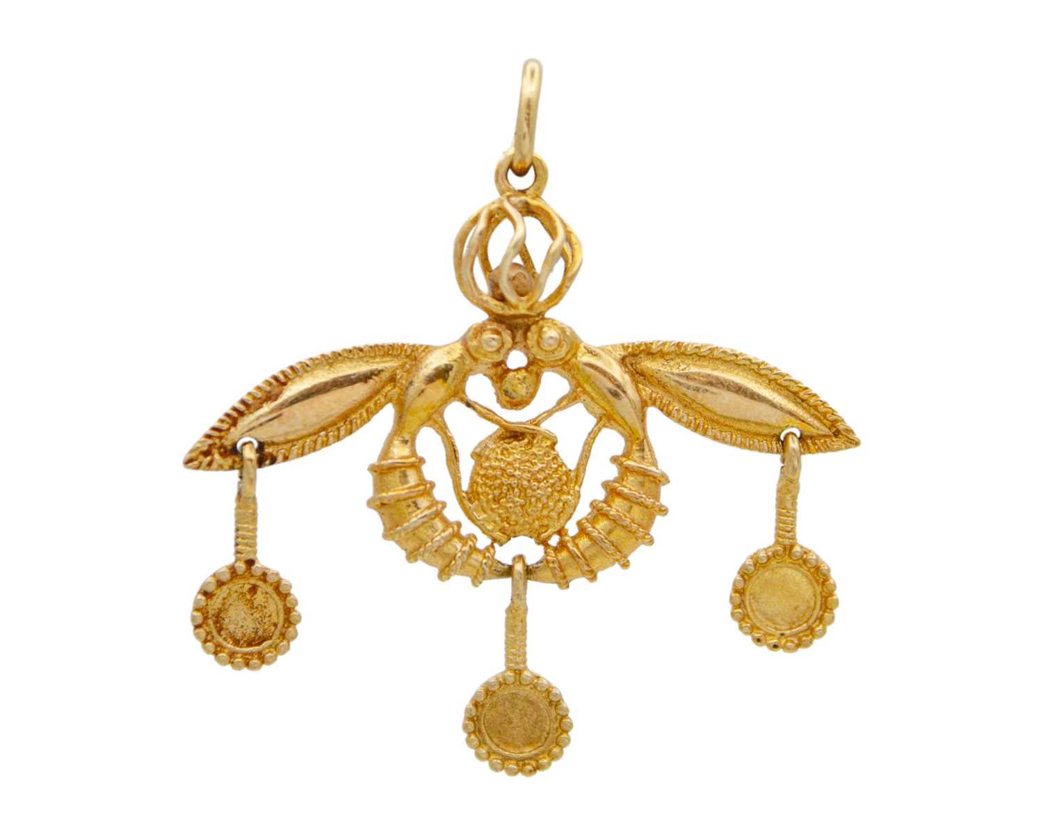 Lot 10 - A gold pendant, a replica of 'The Bees of Malia' Minoan pendant.