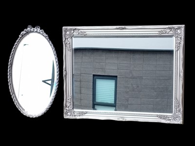 Lot 45 - Two ornate silver-finished, bevelled-edge...