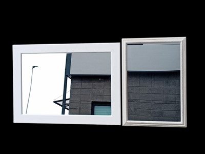 Lot 46 - Two mirrors in white painted frames. 59 x 82cm...