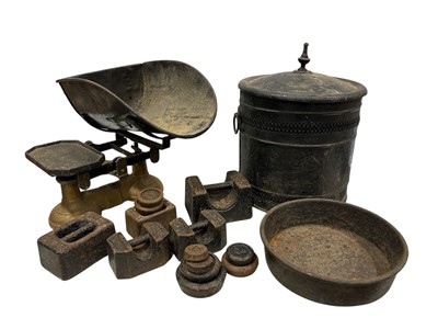 Lot 60 - A set of cast iron scales with scoop and...