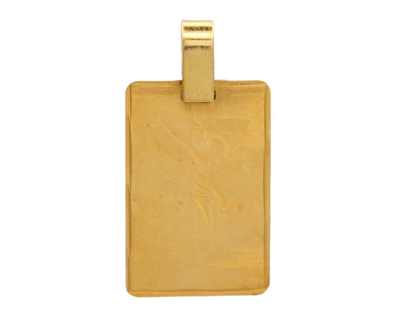 Lot 50 - An 18k pendant, etched with Christ on the cross.