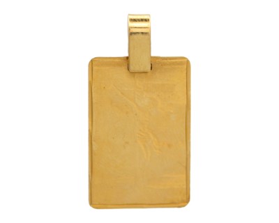 Lot 50 - An 18k pendant, etched with Christ on the cross.