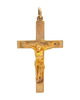 Lot 58 - A 9k hallmarked gold crucifix pendant.