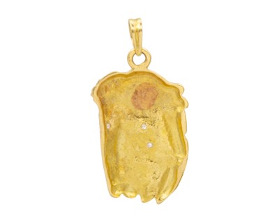 Lot 45 - A high purity gold diamond set pendant, cast as the head of Christ with thorns.