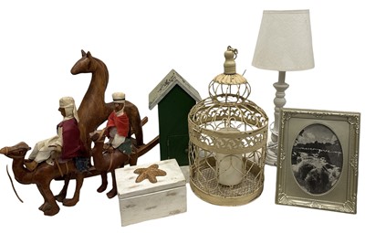 Lot 67 - A wooden rocking horse, a metal birdcage with...